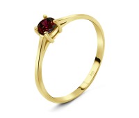 Gold Plate 4mm Garnet CZ Ring CSR-150-4-GP